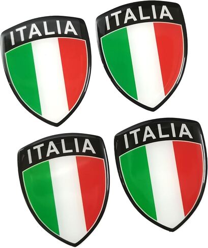 PTDecals 4 PCS 4x5CM Soft Flexible Epoxy Italy Italian Flag Emblem Sticker Decals for Vehicle Auto Car Motorcycle Helmet Home Decoration in Kuwait
