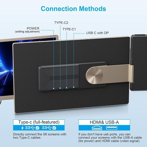 2025 Upgrade Laptop Screen Extender Portable Monitor, 14" 1080P FHD IPS Screen, Monitor Extender for Laptop, Fit for 13-17" Laptop, Plug & Play Compatiable with Windows/Mac/Chrome/Android/Switch in Kuwait