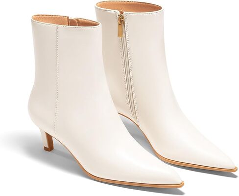 Coutgo Ankle Boots for Women Kitten Low Heel Pointed Toe Booties Side Zipper Fall Shoes in Saudi Arabia