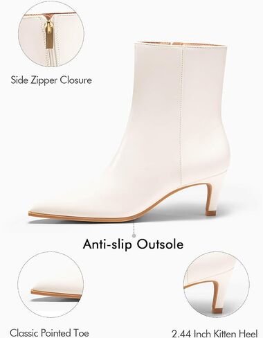 Coutgo Ankle Boots for Women Kitten Low Heel Pointed Toe Booties Side Zipper Fall Shoes in Saudi Arabia