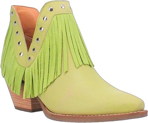 Dingo Womens Fine N 'Dandy Fringe Snip Toe أحذية غير رسمية في الكاحل منتصف الكعب 2-3 " - الأخضر in Kuwait