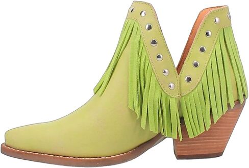 Dingo Womens Fine N 'Dandy Fringe Snip Toe أحذية غير رسمية في الكاحل منتصف الكعب 2-3 " - الأخضر in Kuwait