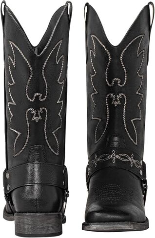 SheSole Women's Buckle Strap Wide Calf Cowboy Boots Square Toe Western Cowgirl Boots in Kuwait