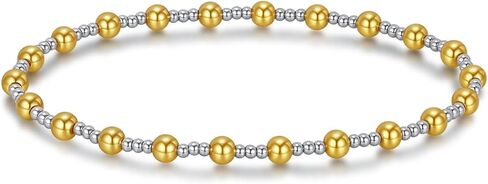 Gold Bracelet for Women 14K Gold Plated Stainless Steel 4mm Bead Bracelet non Tarnish Jewelry in Saudi Arabia
