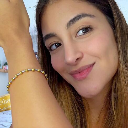 Gold Bracelet for Women 14K Gold Plated Stainless Steel 4mm Bead Bracelet non Tarnish Jewelry in Saudi Arabia