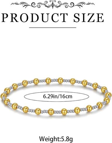Gold Bracelet for Women 14K Gold Plated Stainless Steel 4mm Bead Bracelet non Tarnish Jewelry in Saudi Arabia