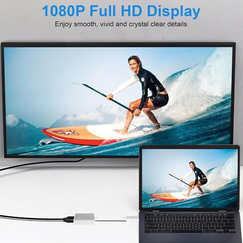 Herfair USB to HDMI Adapter for Monitor USB A 3.0 to HDMI Screen Converter 1080P Full HD Video Display Connector Compatible with Windows 11/10/8/8.1/7 and MacOS System (Black) in Saudi Arabia