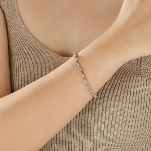 Gold Bracelet for Women 14K Gold Plated Stainless Steel 4mm Bead Bracelet non Tarnish Jewelry in Saudi Arabia