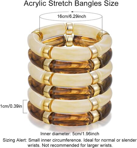 إذا كنت 6pcs أساور سوار أكريليك مكتنزة للنساء ، راتنج Bamboo Bead سوار مطار in Kuwait
