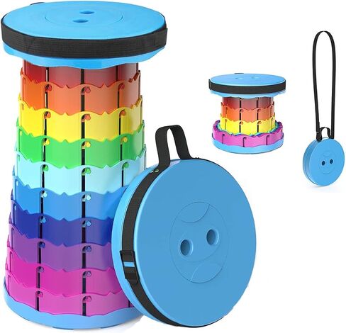 WESAPPINC Upgraded Collapsible Stool, Lightweight & Sturdy,Max 400lbs Portable Retractable Telescoping Stool Foldable Camping Stool for Adults Outdoor Hiking Garden BBQ Fishing (Rainbow) in Saudi Arabia