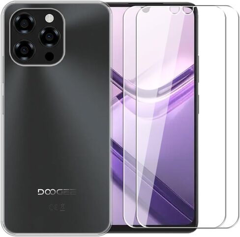 Case for Doogee Note 58 + Glass Screen Protector Tempered Film - Transparent Silicone Soft Flexible Bumper Shockproof TPU Protective Cover Shell for Doogee Note 58 (Clear) in Kuwait