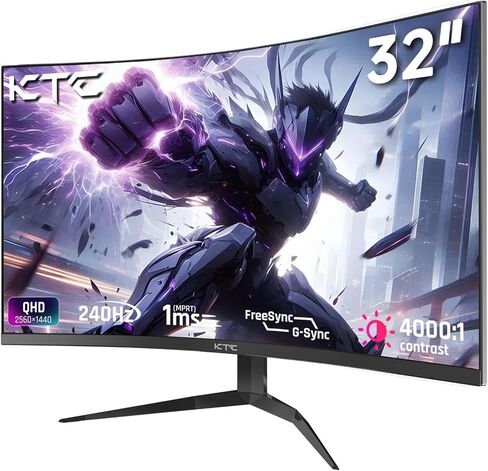 KTC 27 inch WQHD 180Hz 1ms Curved Gaming Monitor 1440P 144Hz Monitor 132% sRGB HVA FreeSync DisplayPort/HDMI/USB VESA Computer Monitor for Gamers (DP Cable Included) in Kuwait