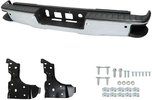 Suitable for Chrome Rear Bumper for 2014-2018 Chevy Silverado & GMC Sierra 1500 - Durable Steel Assembly with Sensor and Corner Holes (GM1103175) in Saudi Arabia