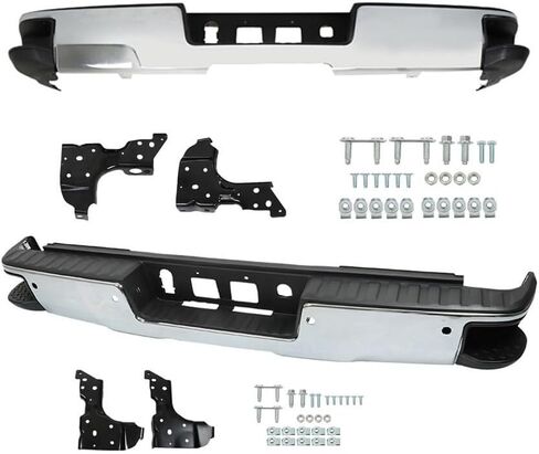 Suitable for Chrome Rear Bumper for 2014-2018 Chevy Silverado & GMC Sierra 1500 - Durable Steel Assembly with Sensor and Corner Holes (GM1103175) in Saudi Arabia
