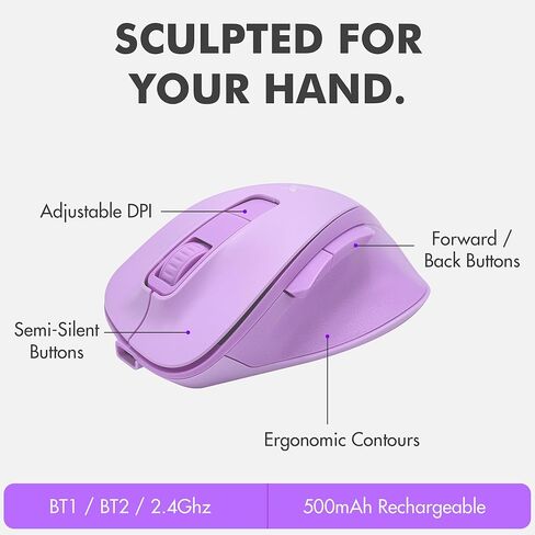 X9 Wireless Ergonomic Keyboard and Mouse Combo - Type Comfortably Longer - Ergo Split Keyboard with Soft Wrist Rest for PC, Mac, iOS, Android, Bluetooth/2.4G Rechargeable, Multi-Device - Purple in Kuwait