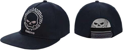 Harley -Davidson Little Boys 'Skull Twill Flat Brim Snap Back Back Toddler Cap - Black in Saudi Arabia