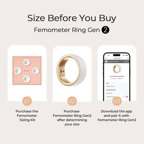 femometer Smart Ring Sizing Kit - Size First Before You Buy - Sizes 6 to 9 - Choose from 4 Sizes - Fits Over 90% of Women- Find The Perfect Ring Size in Kuwait