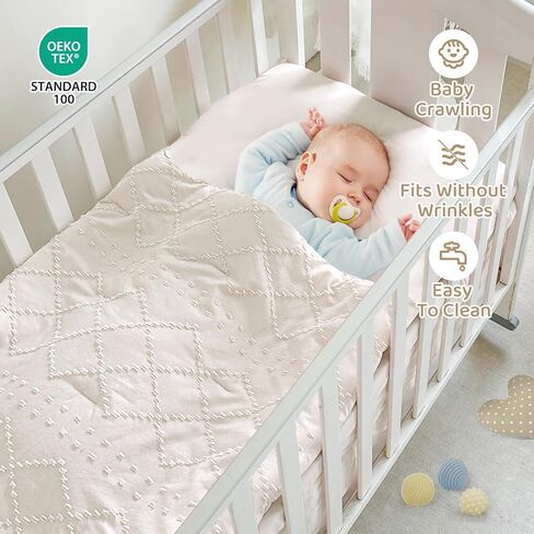 Wowelife Ruffle Crib Bedding Set for Girls Boys 3PCs Boho Crib Comforter Set Beige Baby Crib Bedding Set Nursery Bedding Sets Girls Include Quilted Comforter, Crib Skirt and Crib Sheet, Beige in Kuwait