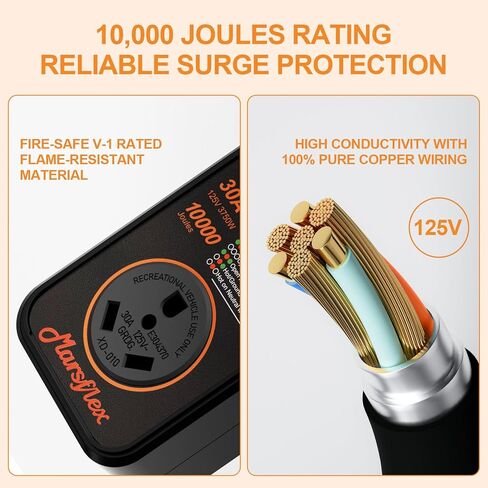 Marsflex Rv Surge Protector 30 amp Rv Circuit Analyzer, Surge Protection with Waterproof Cover, LED Display, rv Voltage Protector for Camper in Kuwait