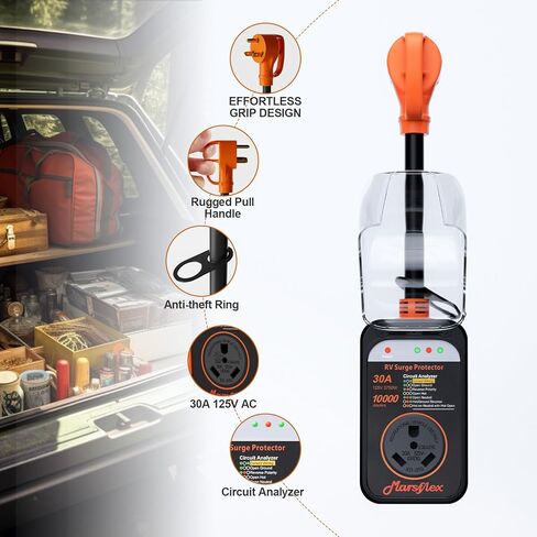 Marsflex Rv Surge Protector 30 amp Rv Circuit Analyzer, Surge Protection with Waterproof Cover, LED Display, rv Voltage Protector for Camper in Kuwait