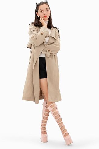 Z.Oufeier Women's Gothic Lolita High Chunky Block Heel Platform Knee High Boots Buckle Strap Patent Leather Heeled Long Boots Wide Calf in Kuwait