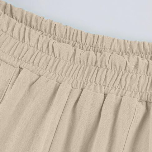 Women's Solid Color Fashionable Casual Pocket Cotton Linen Wide Leg Pants Trendy Fall Outfits for in Kuwait