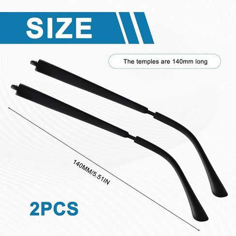 Glasses Arm Replacement Temples for Eyeglass Temple Arms Eyeglasses Parts DIY Universal Repair Kit, Easy to Replace (Matte Black) in Kuwait
