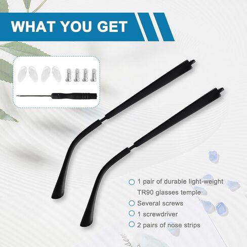 Glasses Arm Replacement Temples for Eyeglass Temple Arms Eyeglasses Parts DIY Universal Repair Kit, Easy to Replace (Matte Black) in Kuwait