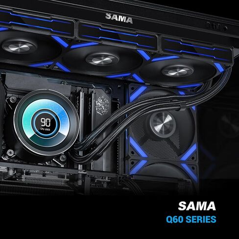 SAMA Q60 CPU AIO Water Cooler, FDB Bearings 4pin PWM Quiet Fans, Efficient PWM-Controlled Pump, Customizable 2.8" Circular LCD Display for Images, LGA 1366/115X/2011/1200/1700/1851, AM4/AM5, White in Kuwait