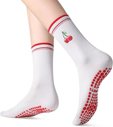 THANTH Pilates Grip Socks for Women Yoga Non Slip Sticky Athletic Crew Grippy Socks Cute Barre Workout Hospital Sock in Saudi Arabia