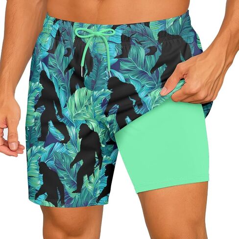 HUNTFAMI Men's Swim Trunks Board Quick Dry 7 Inch Beach Shorts Compression Liner Bathing Suit in Kuwait