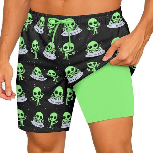 HUNTFAMI Men's Swim Trunks Board Quick Dry 7 Inch Beach Shorts Compression Liner Bathing Suit in Kuwait