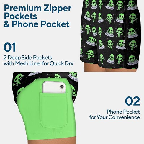 HUNTFAMI Men's Swim Trunks Board Quick Dry 7 Inch Beach Shorts Compression Liner Bathing Suit in Kuwait