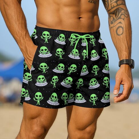 HUNTFAMI Men's Swim Trunks Board Quick Dry 7 Inch Beach Shorts Compression Liner Bathing Suit in Kuwait