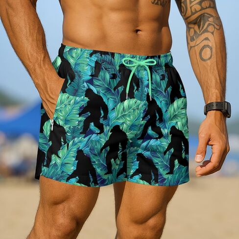 HUNTFAMI Men's Swim Trunks Board Quick Dry 7 Inch Beach Shorts Compression Liner Bathing Suit in Kuwait