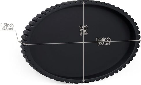 Vixdonos Oval Decorative Concrete Tray,Bandejas Decorativas for Coffee Table,Ottoman Tray for Living Room Decor,13X9.5X1.5 Inches(Black) in Kuwait