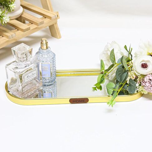 عطر الغرور مرآة صينية ، تخزين مجوهرات مستديرة من الفولاذ المقاوم للصدأ ، منظم مزخرف لحمام غرفة نوم الخزانة ، مقاومة للخدش - الذهب in Kuwait
