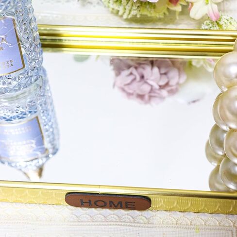 عطر الغرور مرآة صينية ، تخزين مجوهرات مستديرة من الفولاذ المقاوم للصدأ ، منظم مزخرف لحمام غرفة نوم الخزانة ، مقاومة للخدش - الذهب in Kuwait