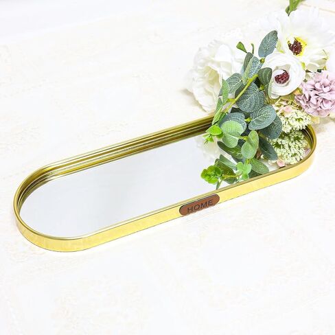 عطر الغرور مرآة صينية ، تخزين مجوهرات مستديرة من الفولاذ المقاوم للصدأ ، منظم مزخرف لحمام غرفة نوم الخزانة ، مقاومة للخدش - الذهب in Kuwait