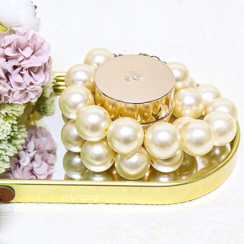 عطر الغرور مرآة صينية ، تخزين مجوهرات مستديرة من الفولاذ المقاوم للصدأ ، منظم مزخرف لحمام غرفة نوم الخزانة ، مقاومة للخدش - الذهب in Kuwait
