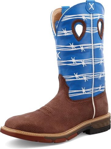 Twisted X Men's Western Work Boot ، Teed Toe Alloy Toe مع CellStretch ، Burgundy & Sky Blue ، 9.5 D in Saudi Arabia