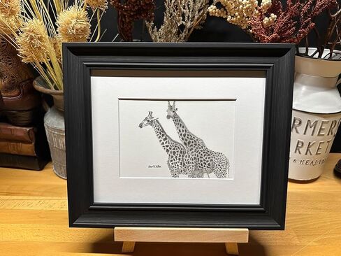 Noah's Ark Series Giraffes Graphite Pencil Art Sketch رسم طباعة صورة محدودة ~ بعنوان "Giraffes of the Ark" بقلم David Allen (11 × 14 إطار وطباعة) in Saudi Arabia