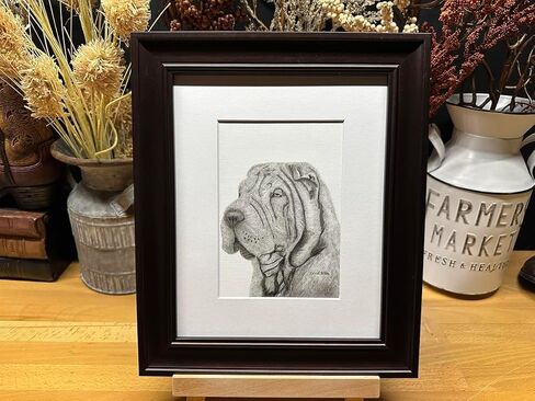 Chinese Shar-Pei Dog Graphite Pencil Art Sketch Drawing Print Picture Limited Edition Titled 'Wrinkles' by David Allen (8x10 Black Frame & Print) in Saudi Arabia