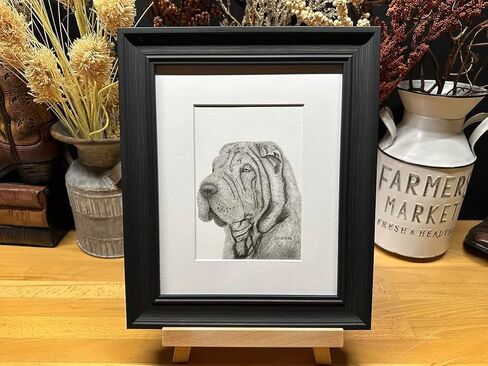Chinese Shar-Pei Dog Graphite Pencil Art Sketch Drawing Print Picture Limited Edition Titled 'Wrinkles' by David Allen (8x10 Black Frame & Print) in Saudi Arabia