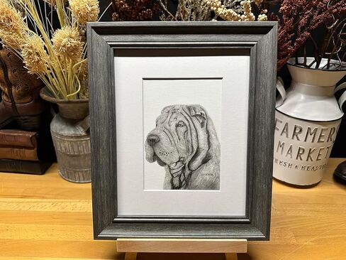 Chinese Shar-Pei Dog Graphite Pencil Art Sketch Drawing Print Picture Limited Edition Titled 'Wrinkles' by David Allen (8x10 Black Frame & Print) in Saudi Arabia