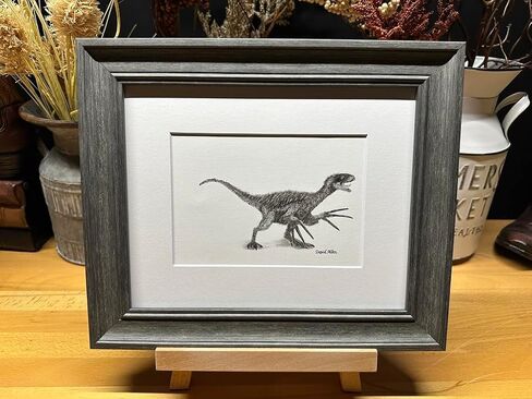 Therizinosaurus Dinosaur Graphite Pencil Art Sketch Drawing Print Picture Limited Edition 'The Riz Notorious' by David Allen (11x14 Black Frame & Print) in Saudi Arabia