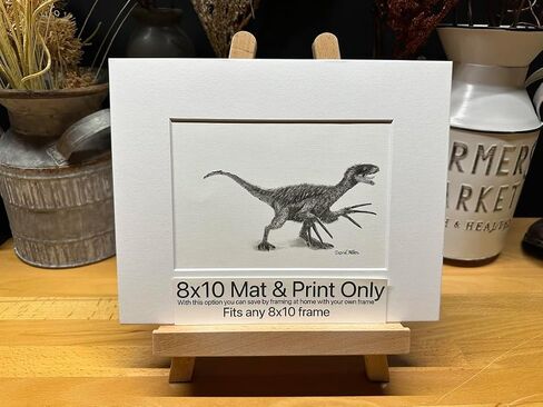 Therizinosaurus Dinosaur Graphite Pencil Art Sketch Drawing Print Picture Limited Edition 'The Riz Notorious' by David Allen (11x14 Black Frame & Print) in Saudi Arabia