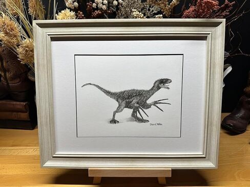 Therizinosaurus Dinosaur Graphite Pencil Art Sketch Drawing Print Picture Limited Edition 'The Riz Notorious' by David Allen (11x14 Black Frame & Print) in Saudi Arabia