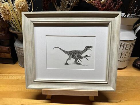 Therizinosaurus Dinosaur Graphite Pencil Art Sketch Drawing Print Picture Limited Edition 'The Riz Notorious' by David Allen (11x14 Black Frame & Print) in Saudi Arabia