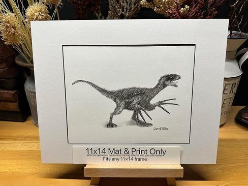 Therizinosaurus Dinosaur Graphite Pencil Art Sketch Drawing Print Picture Limited Edition 'The Riz Notorious' by David Allen (11x14 Black Frame & Print) in Saudi Arabia
